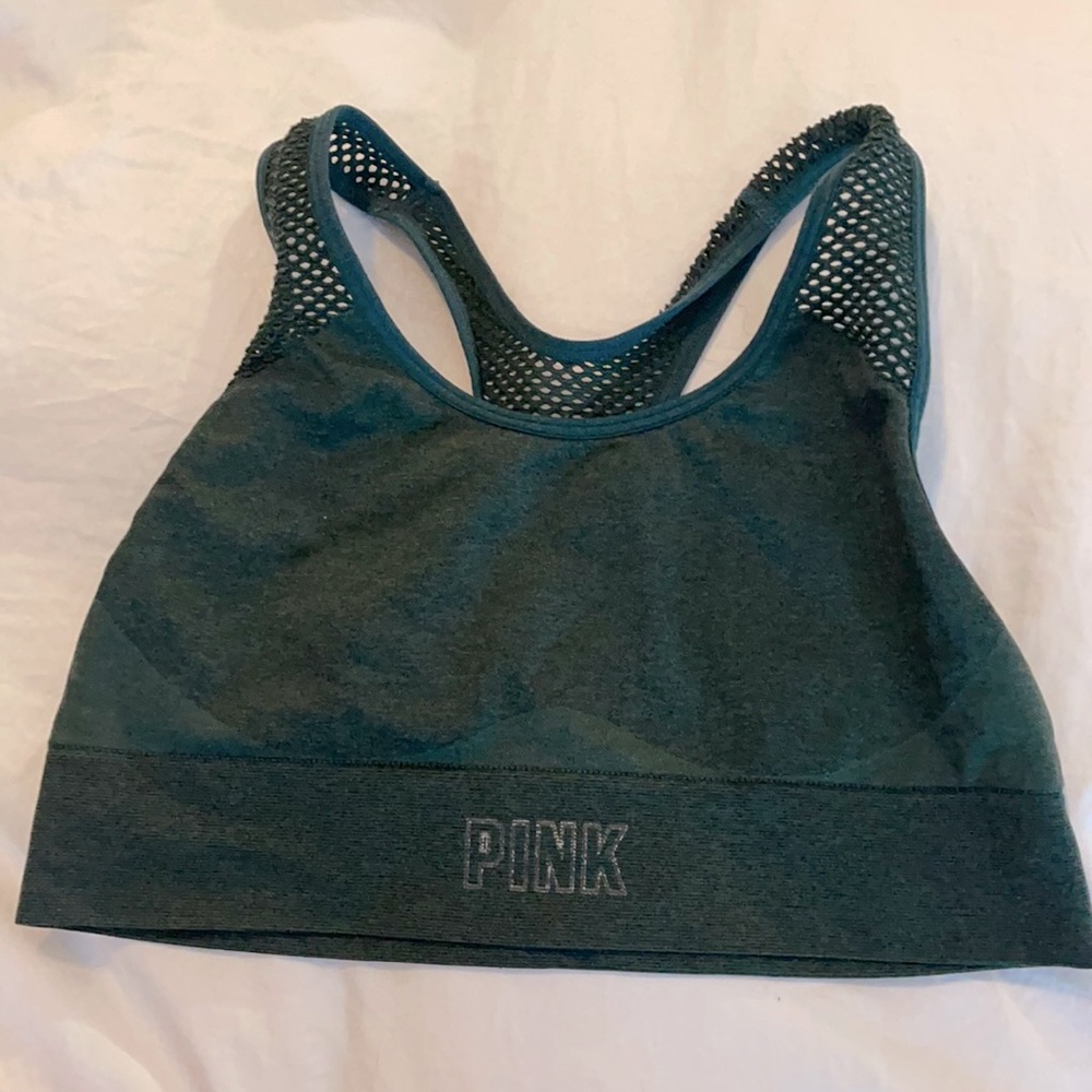 Pink Seamless Emerald Green Sports Bra